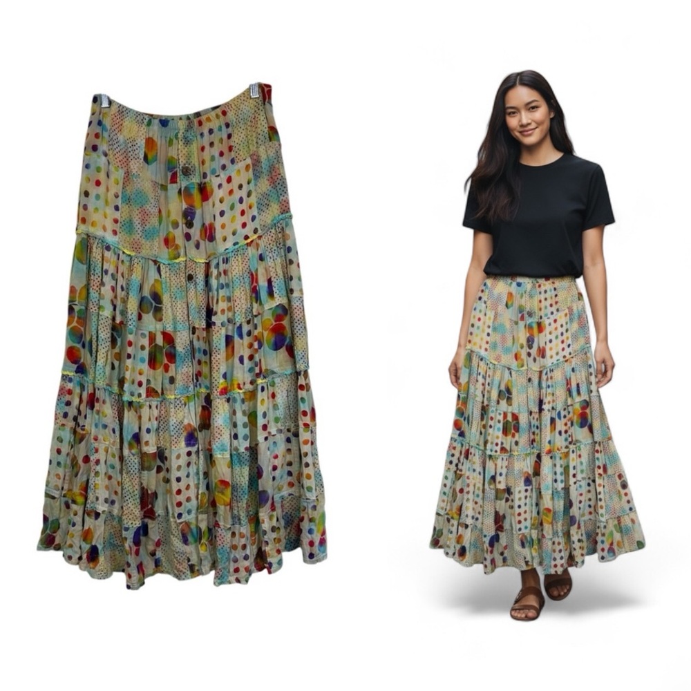 El Rodeo Patchwork Tiered Skirt S